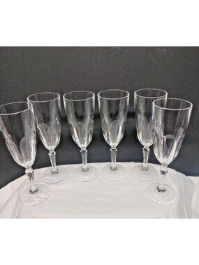 Set of 6 Gorham Crystal King Charles Flutes 7"1/4x2"1/4